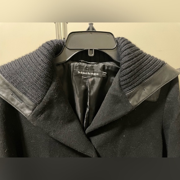 Black Mackage Wool Knee Length Coat - Picture 5 of 7